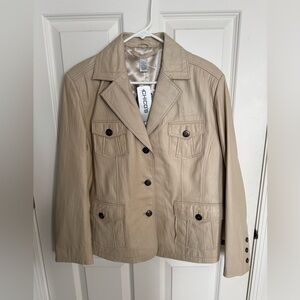 Chico's Women's Real Leather Beige Blazer Size 12 (Chico’s Size 2).